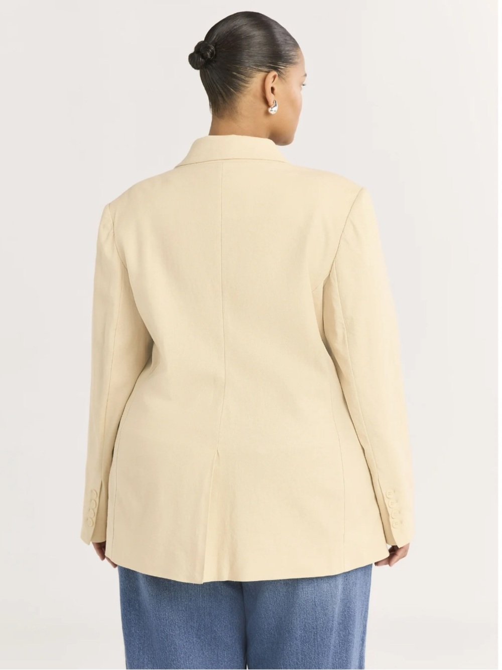 Scoop Women's and Women's Plus One Button Linen Blend Blazer, Size 4X. - Picture 3 of 10